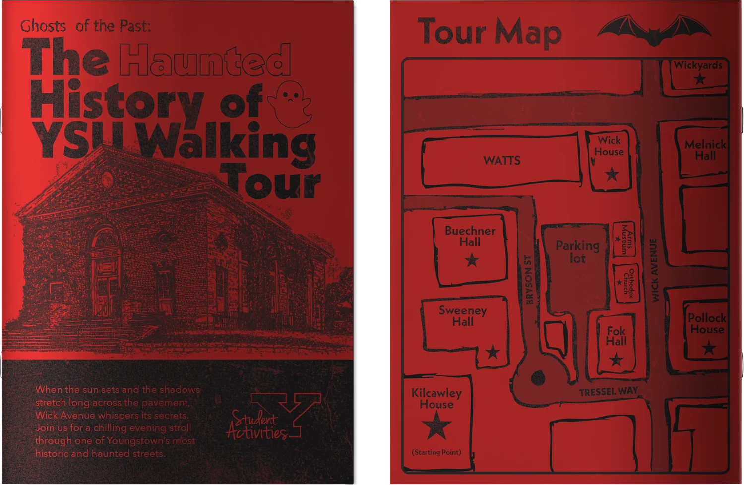 The booklet cover beside the tour map printed on its back