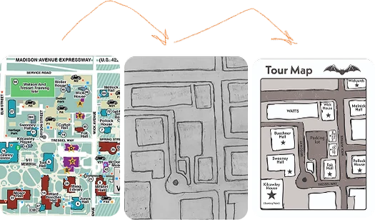 Tour map workflow and layout exploration